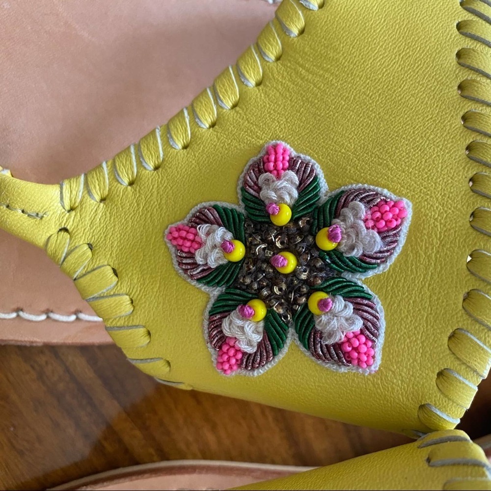 Jack Rogers Yellow leather beaded flower sandal - Picture 2 of 6